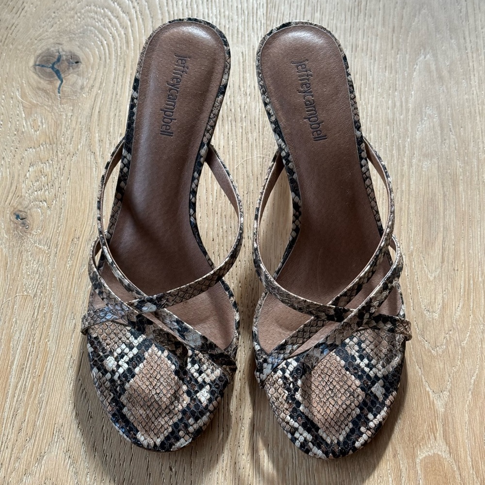 Jeffrey Campbell Brown Snake Print Sandals